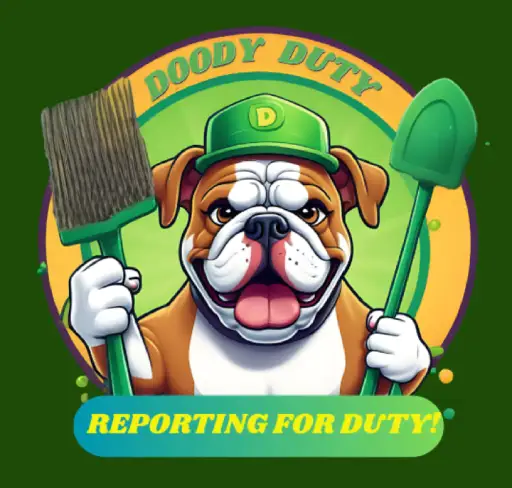 Duty Dog home button featuring our smiling bulldog mascot in a green cap on a green background