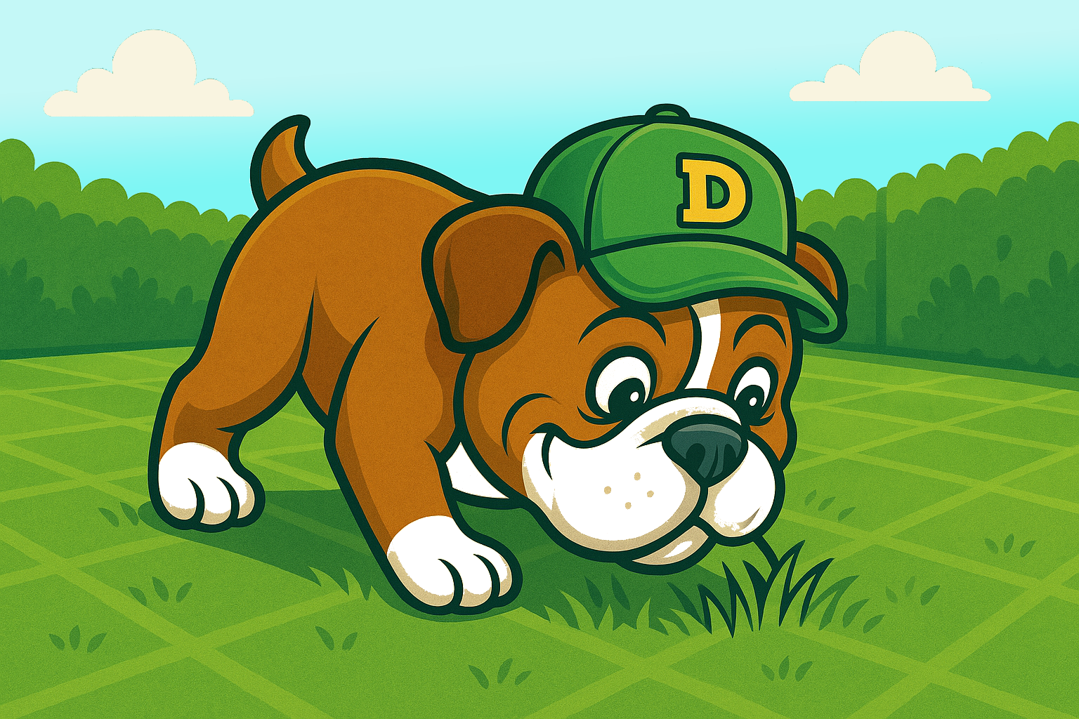 Duty Dog pooper scooper sniffing grass to locate and remove dog poop as part of our Tyler pet waste removal service.